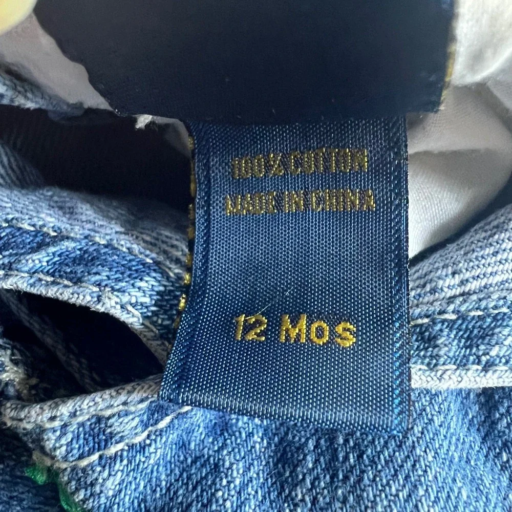 Oshkosh B'Gosh Blue Jean Overalls Size 12 Months VTG 90s Y2k